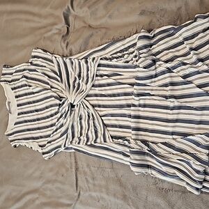 Blue/White striped knit dress, L